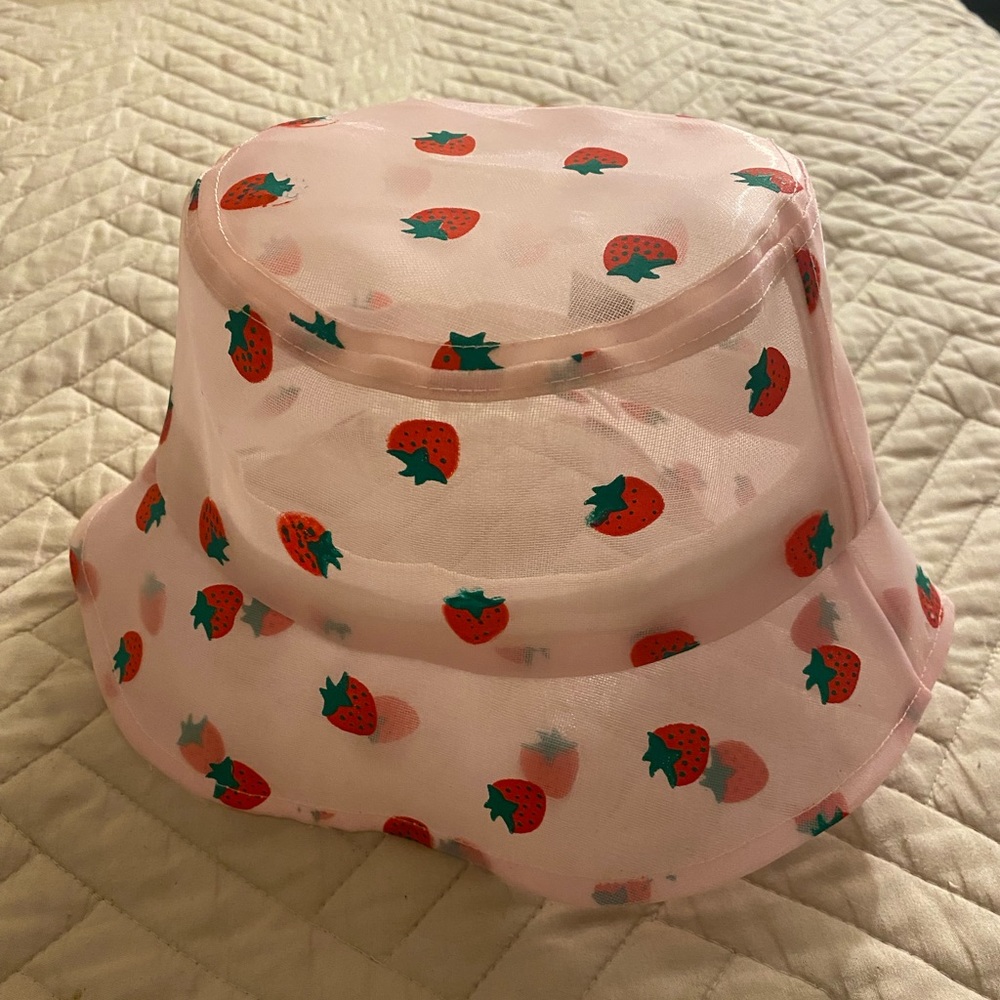 Pink Strawberry Polyester Bucket Hat